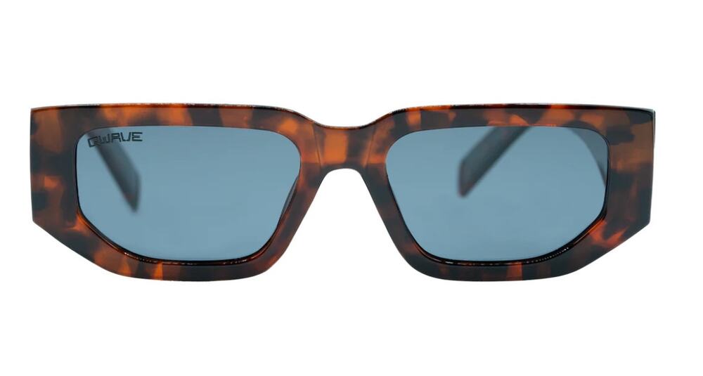 Women's Tortoise Shell Frame Geometric Rectangle Slate Blue Lens Sunglasses New